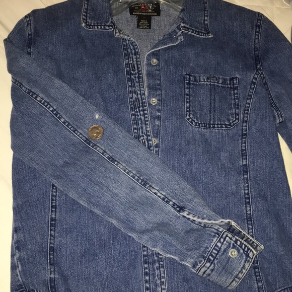 Vintage denim American eagle JEAN button down long sleeve western fitted top M - Picture 9 of 11